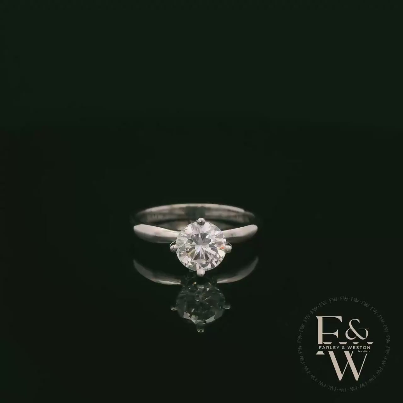 9ct White Gold White Moissanite Single Stone with Bezel Set Head Ring