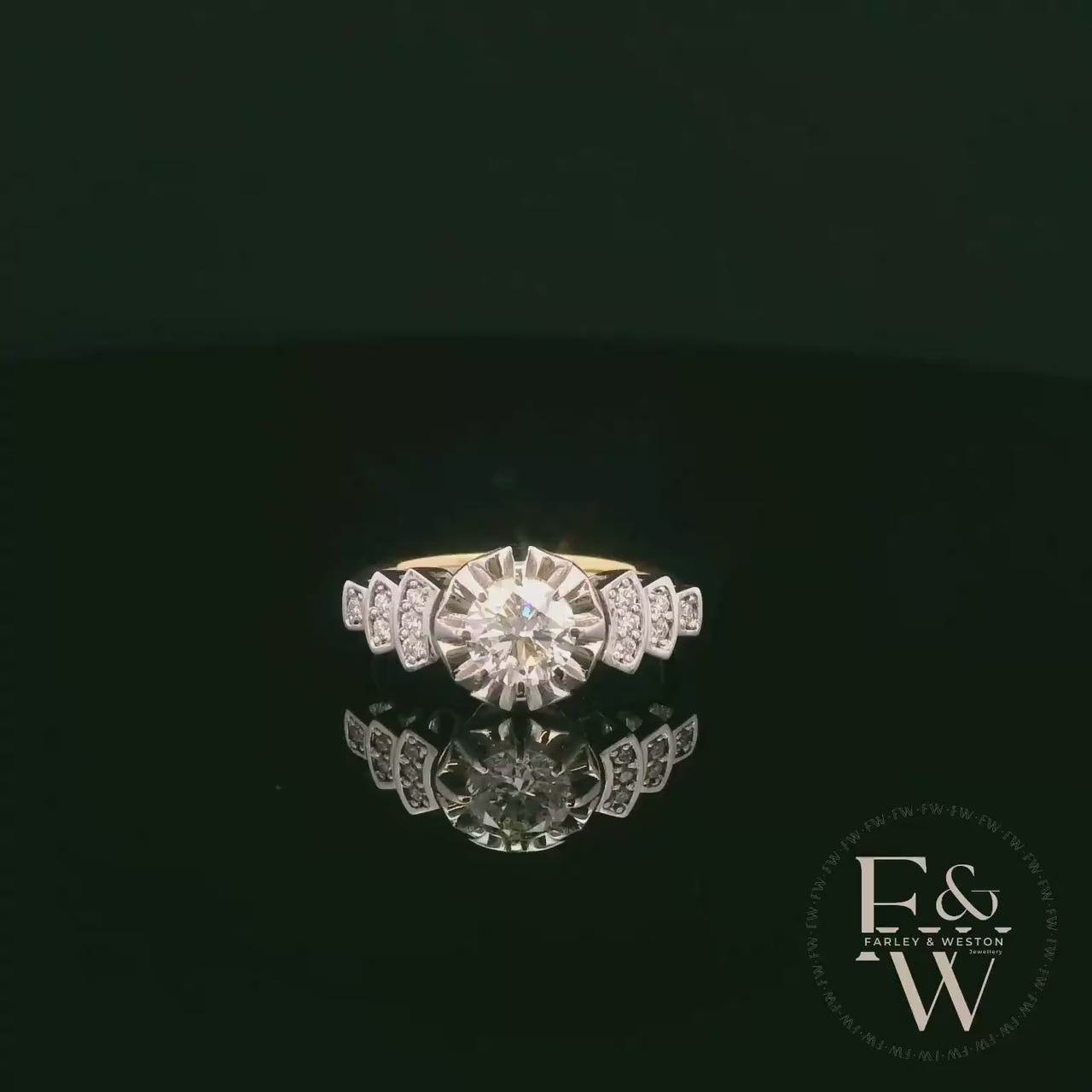18ct White & Yellow Gold Multi-Stone Diamond Art Deco Ring