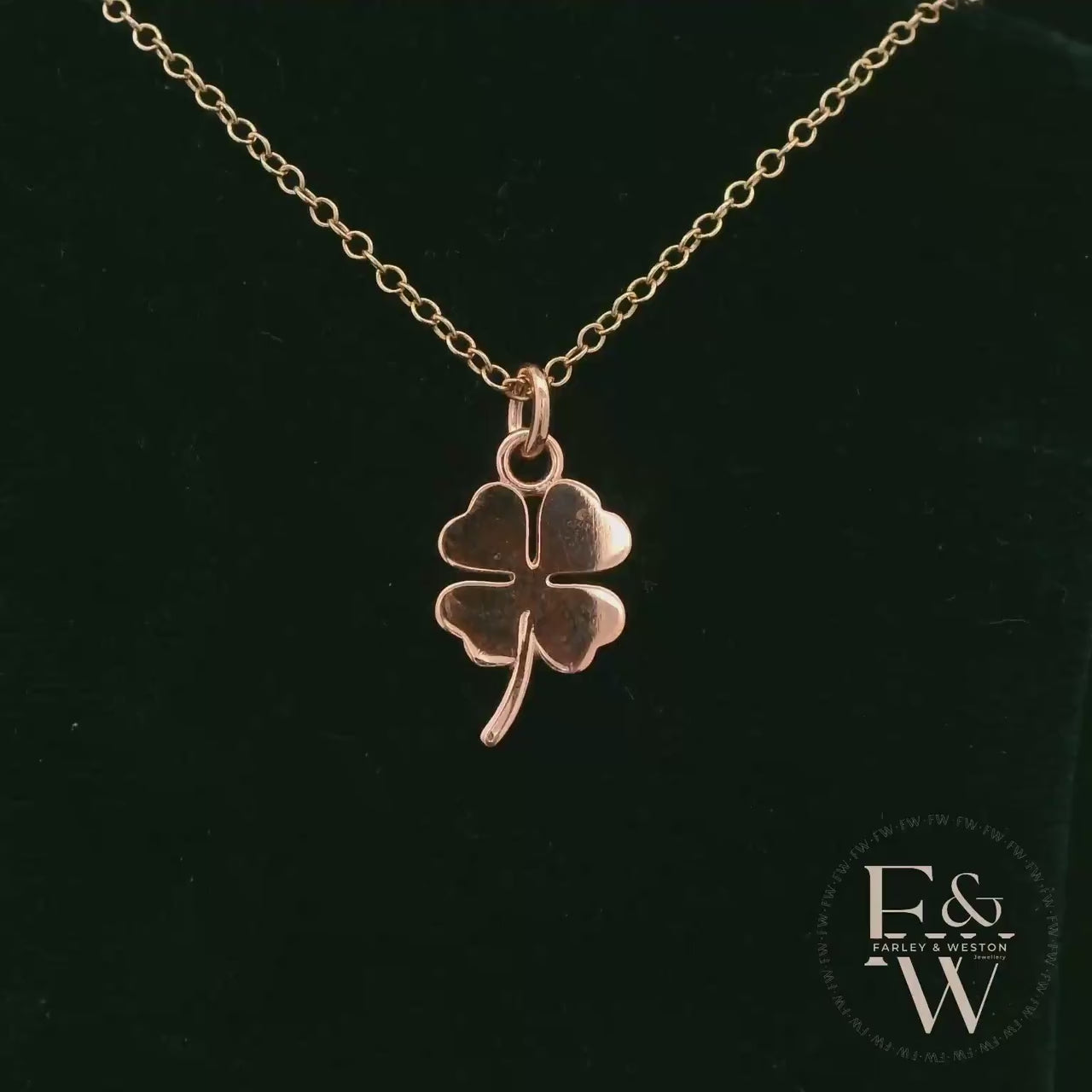 9ct Rose Gold 4 Leaf Clover Pendant