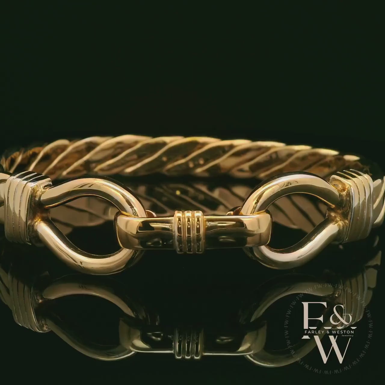 Gucci Style Twist Bangle Heavy Handmade 9ct Gold 65g UK Hallmarked