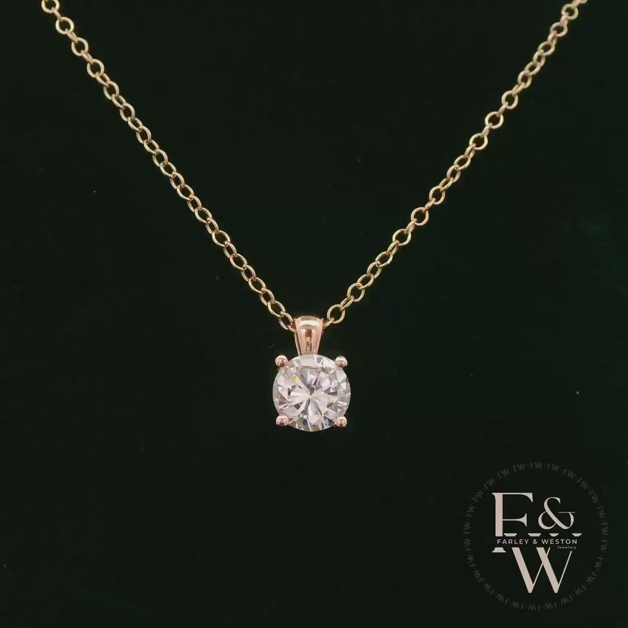9ct Rose Gold & Solitaire Moissanite Pendant