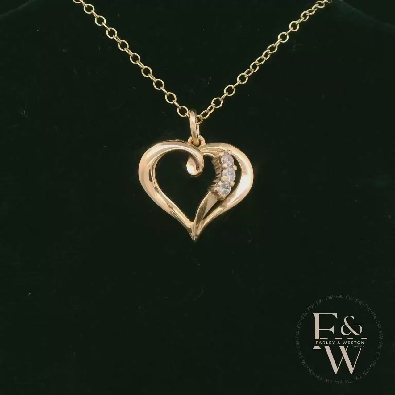 9ct Yellow Gold Small White Moissanite Heart Pendant
