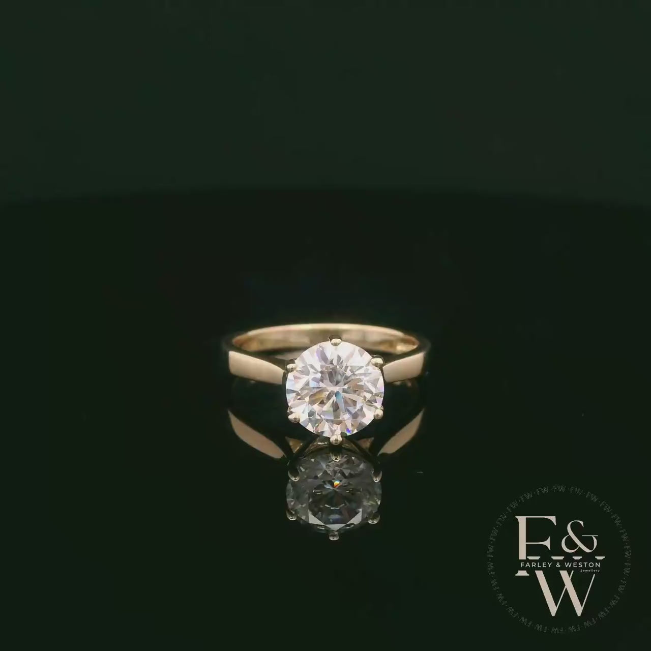 9ct Yellow Gold and White Moissanite Single Stone Ring