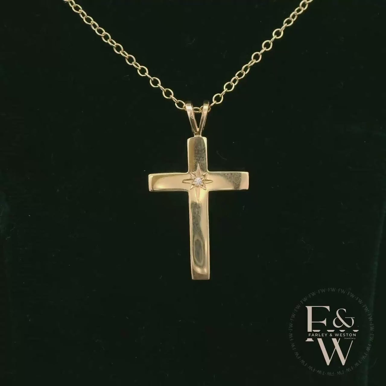 9ct Yellow Gold Diamond Set Cross Pendant