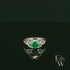 Celtic Patterned 9ct White Gold Emerald CZ Single Stone Ring