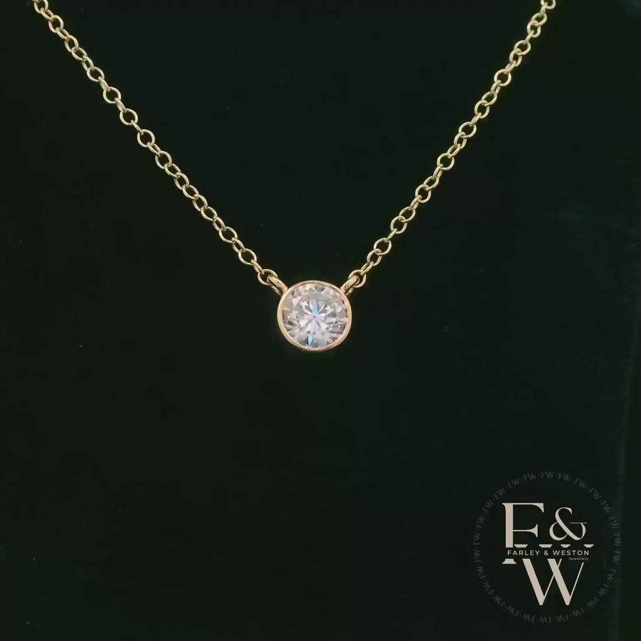 9ct Yellow Single Stone Lab Grown Diamond Necklace