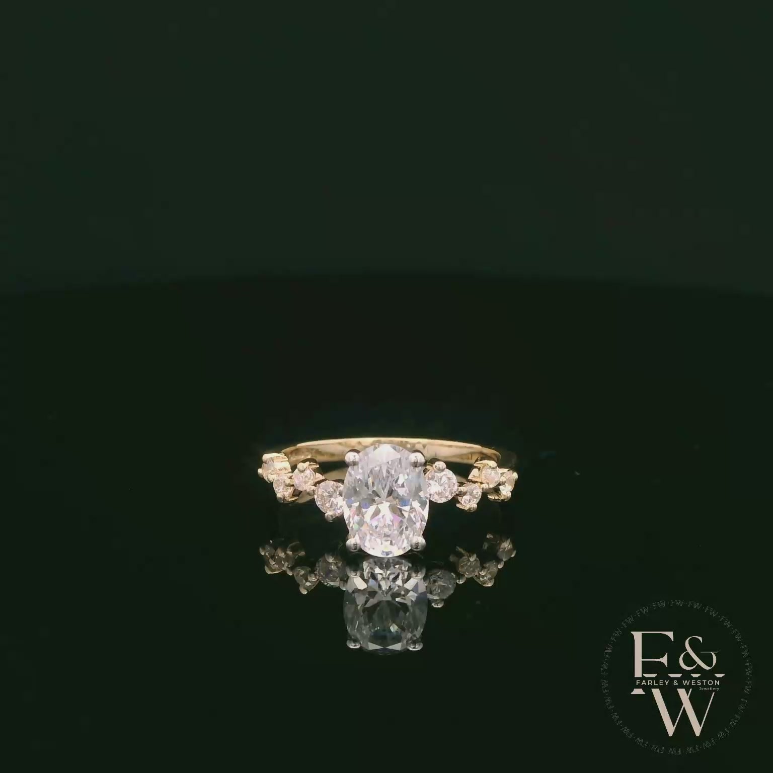 9ct Yellow Gold Solitaire White Moissanite with Fancy Stone Set Shoulders
