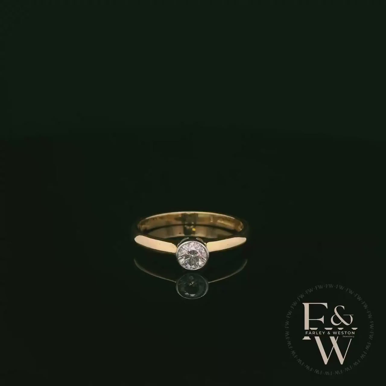 18ct White and Yellow Gold Round-Cut Solitaire Diamond Ring