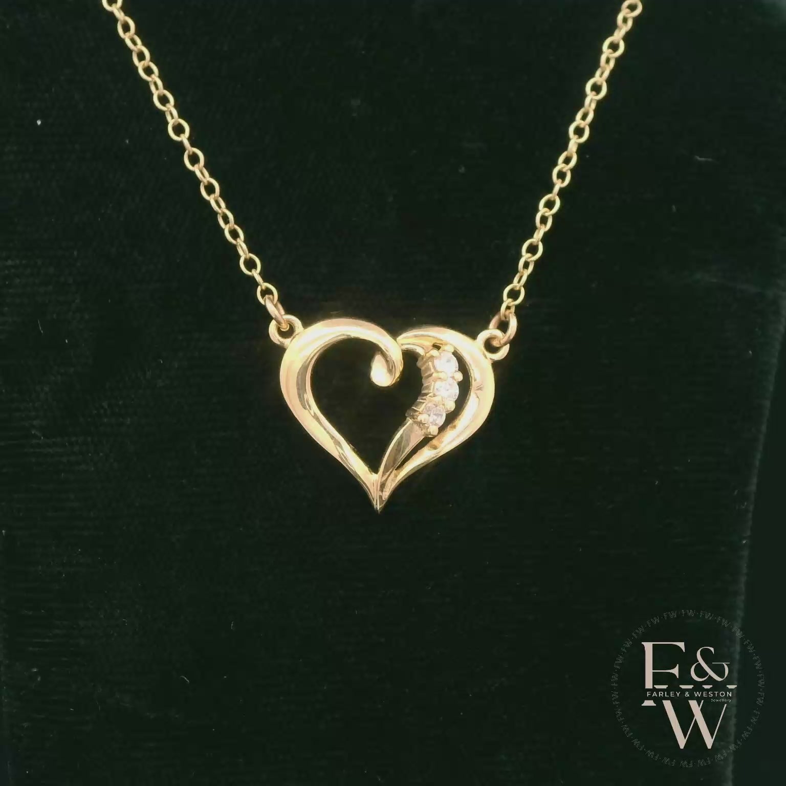 9ct Yellow Gold White Moissanite Heart Necklace