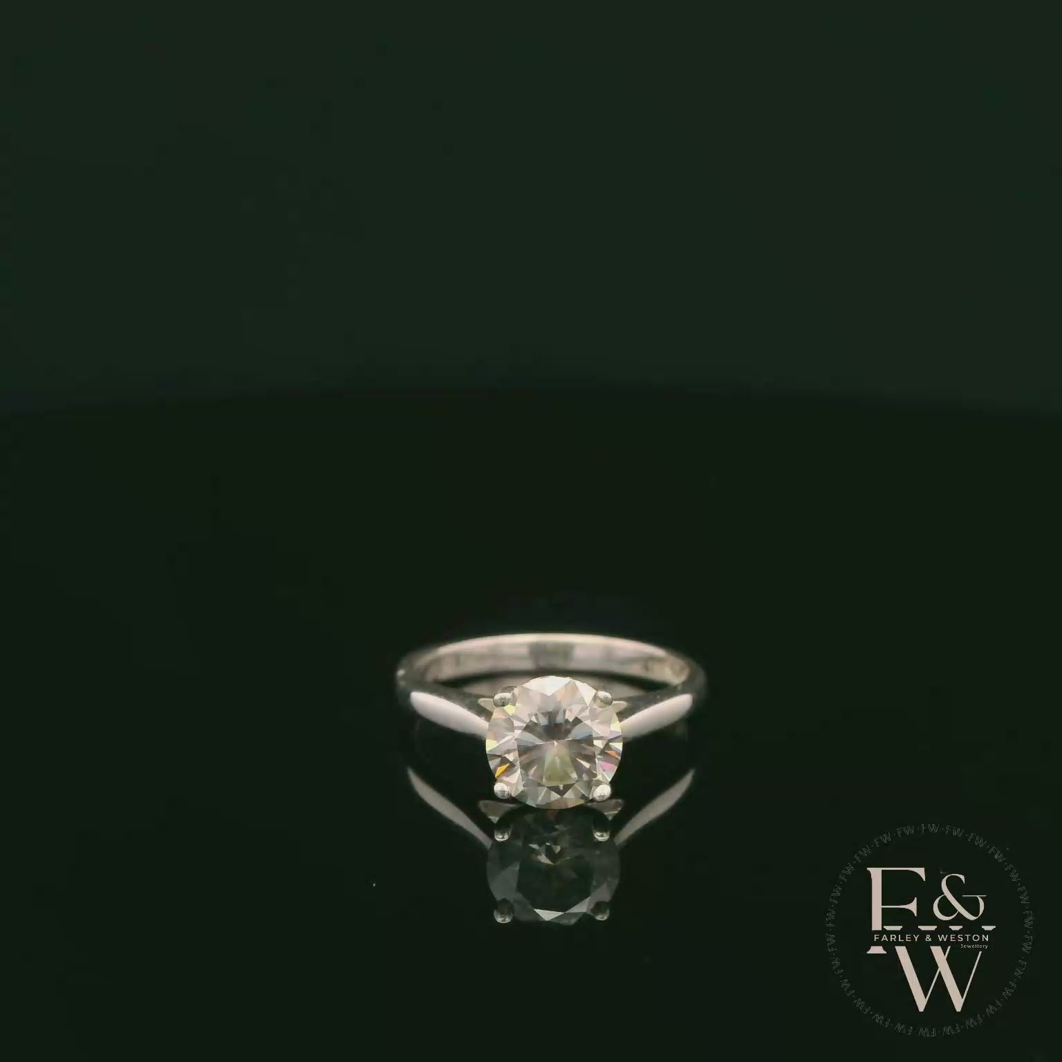 Solitaire Grey Moissanite & Silver Engagement Ring