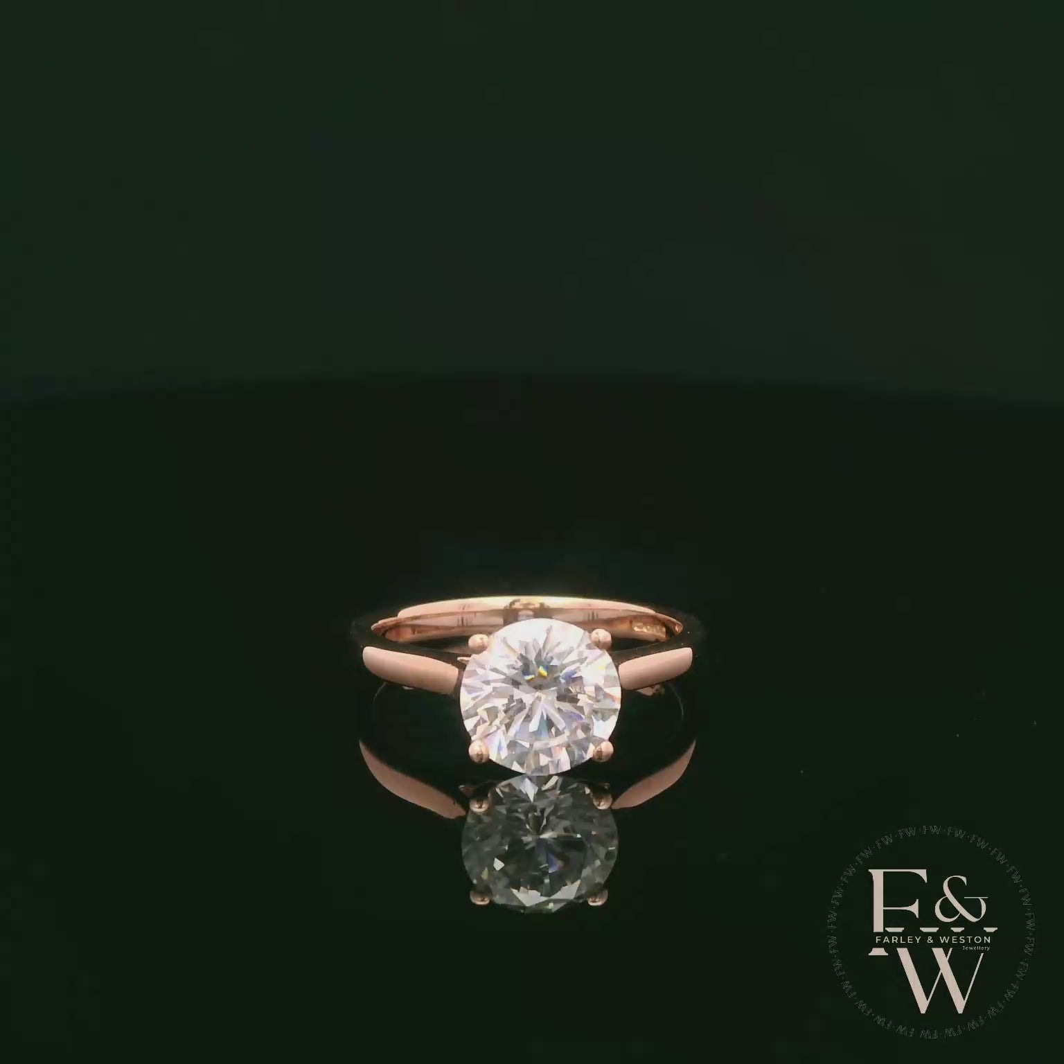 9ct Rose Gold 2ct White CZ Single Stone Ring