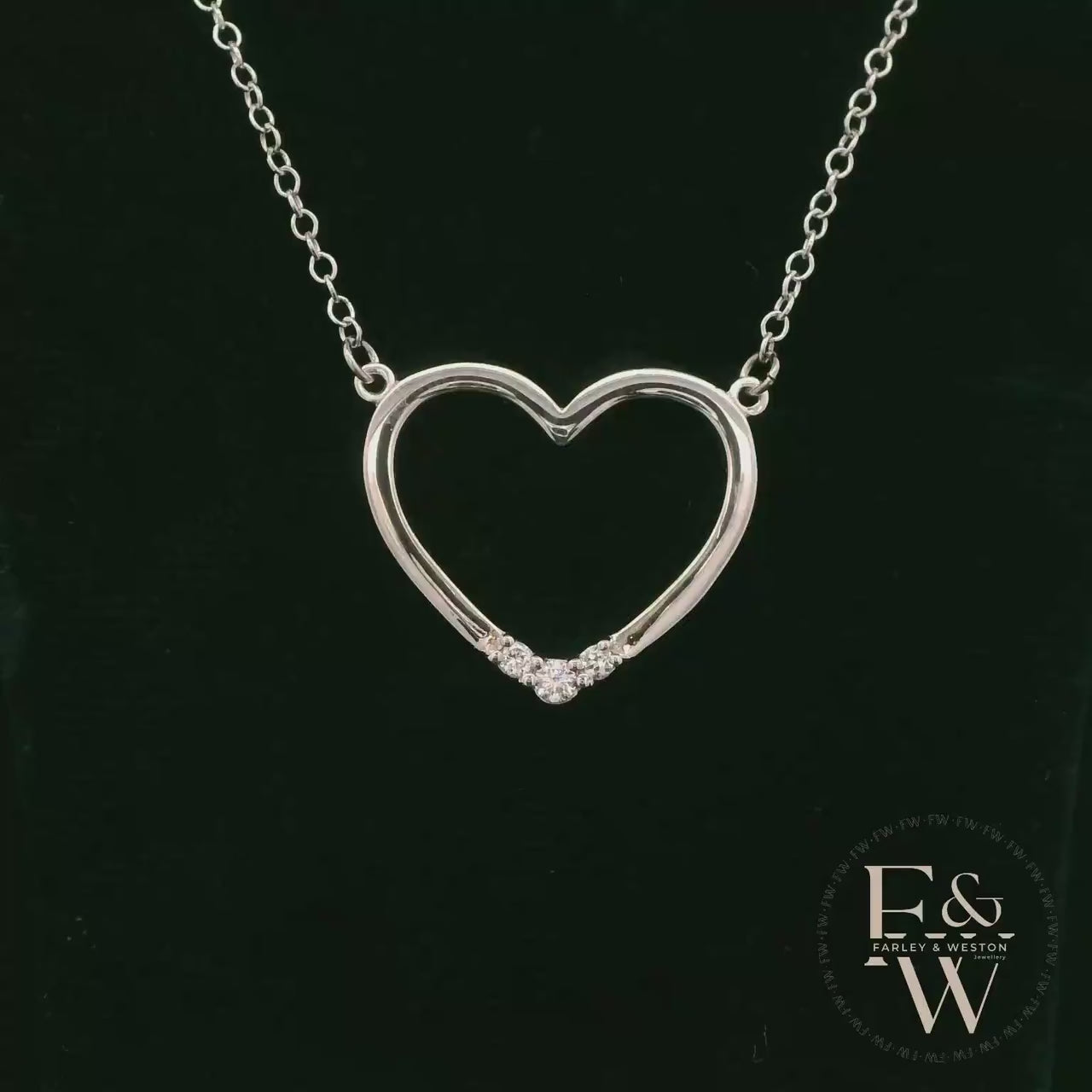 9ct White Gold White Moissanite Heart Necklace