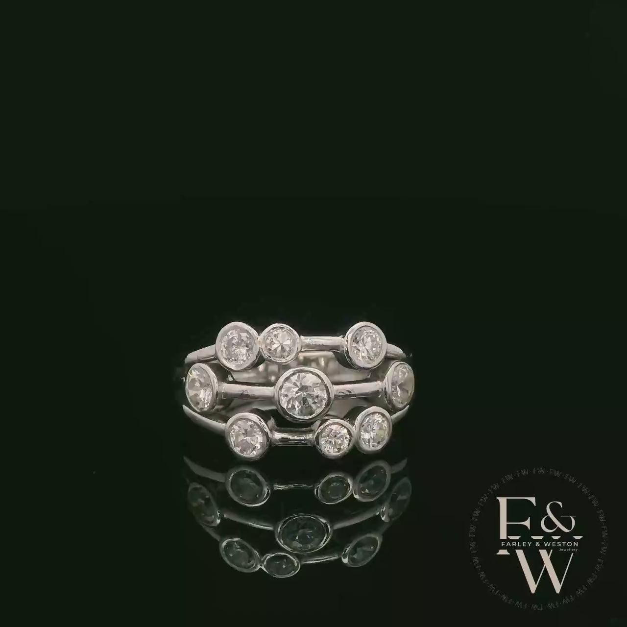 Diamond Unique 9ct White Gold Raindance Ring