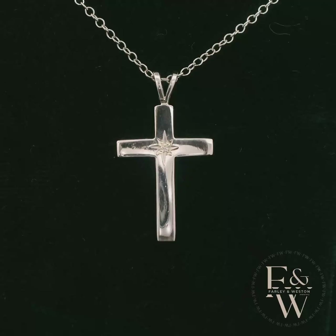 9ct White Gold Lab-Grown Diamond Set Cross Pendant