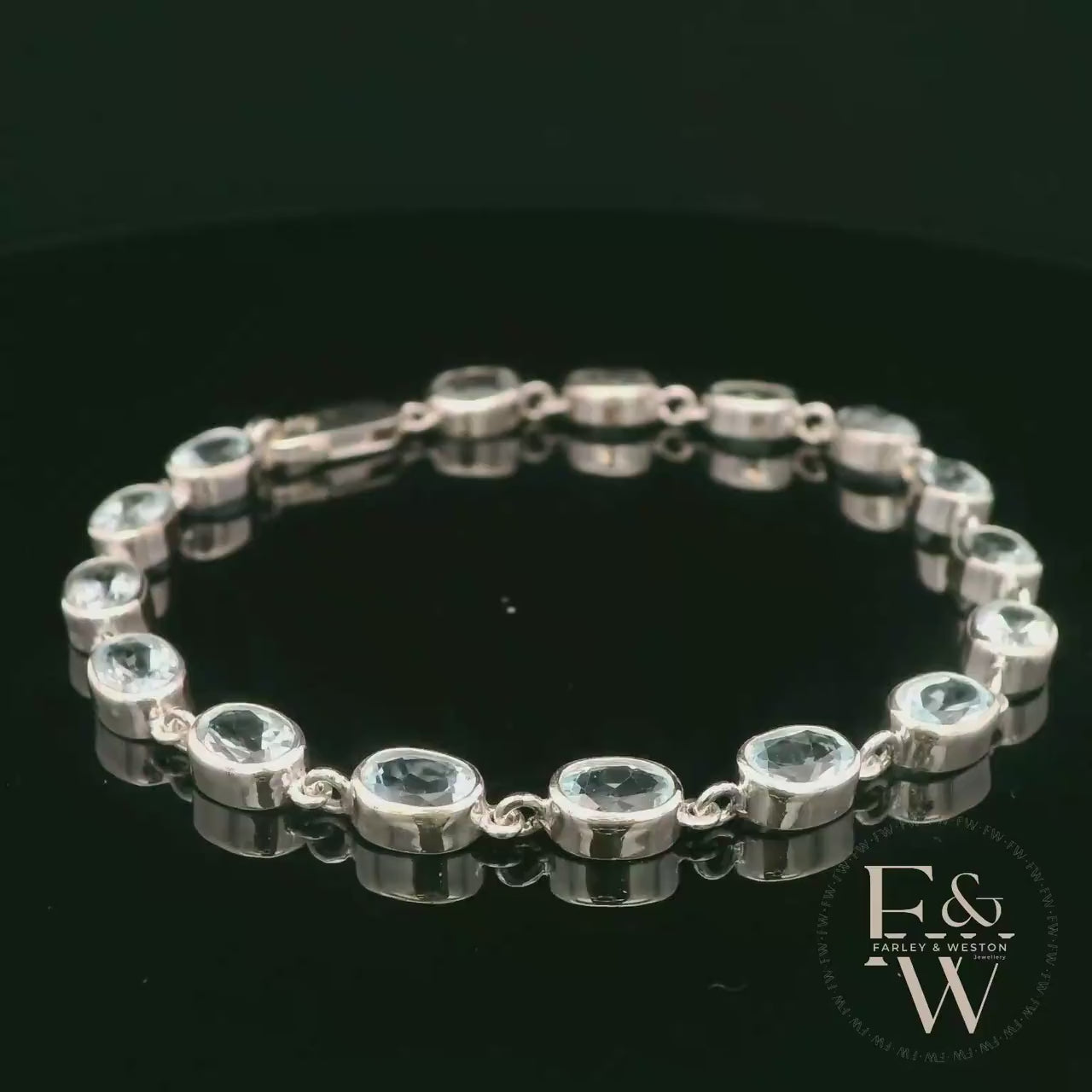 Sterling Silver Oval Blue Topaz Bracelet