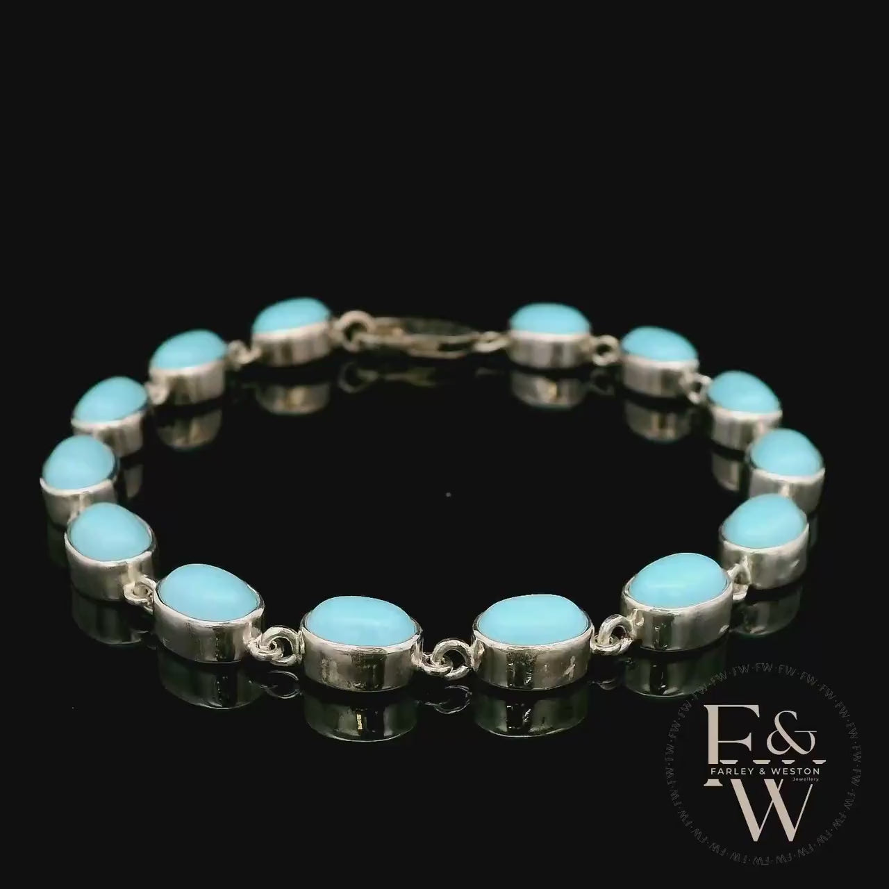 Sterling Silver Oval Turquoise Bracelet
