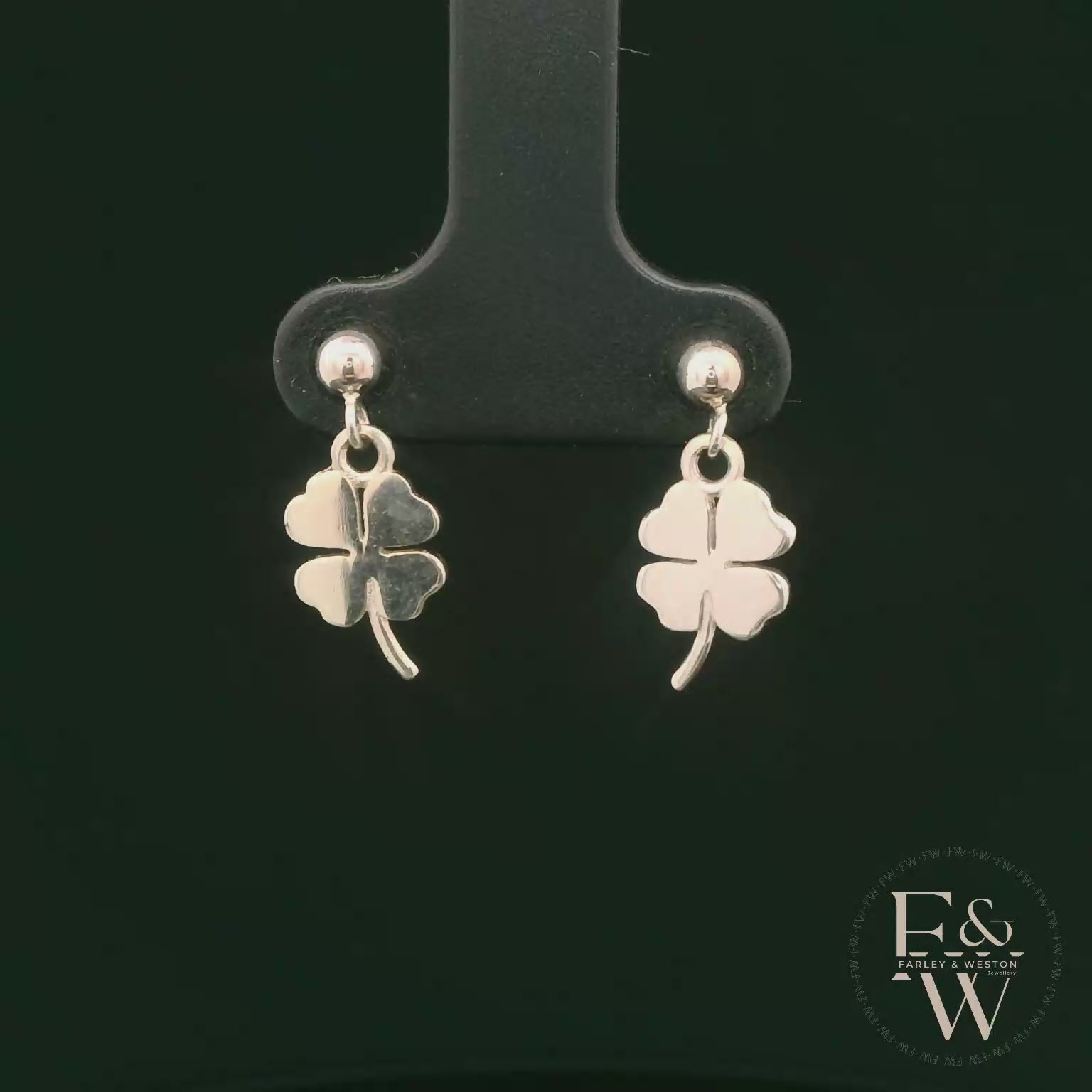 Sterling SIlver 4 Leaf Clover Dropper Earrings