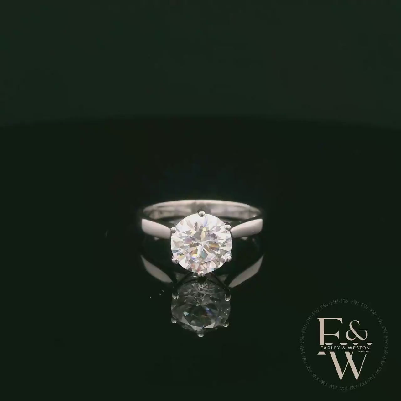 9ct White Gold and White Moissanite Single Stone Ring