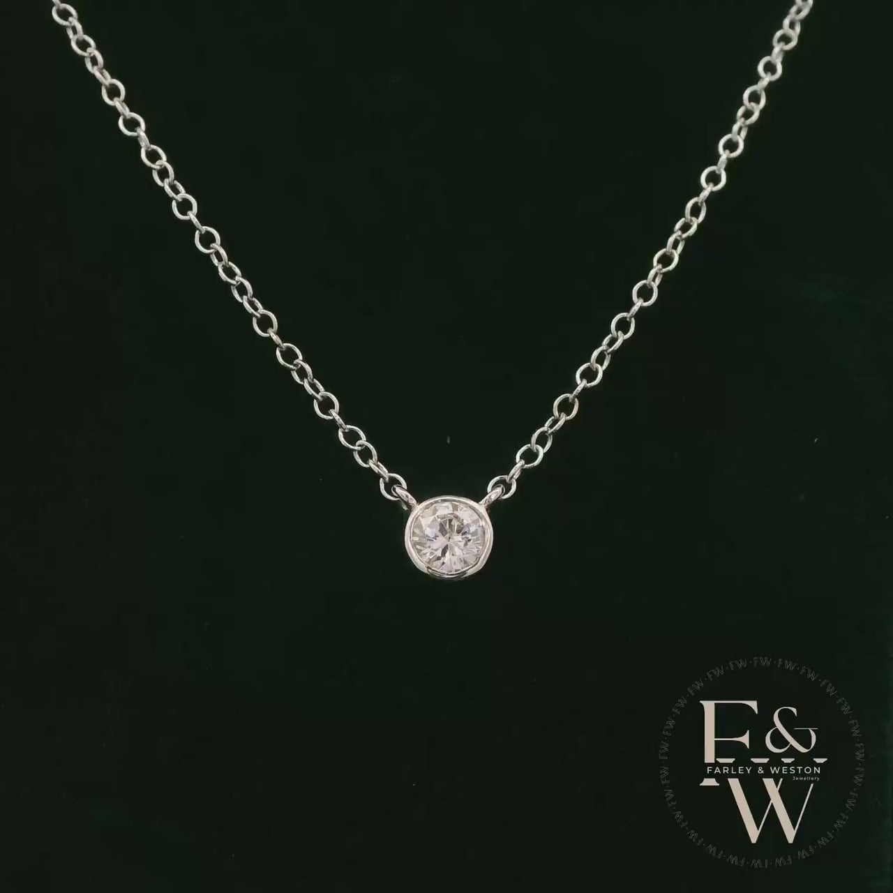 9ct White Gold Single Stone Diamond Necklace