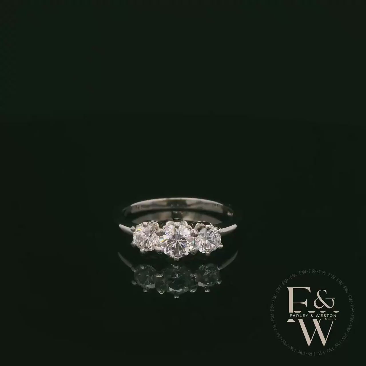 9ct White Gold & Three Stone Moissanite Ring
