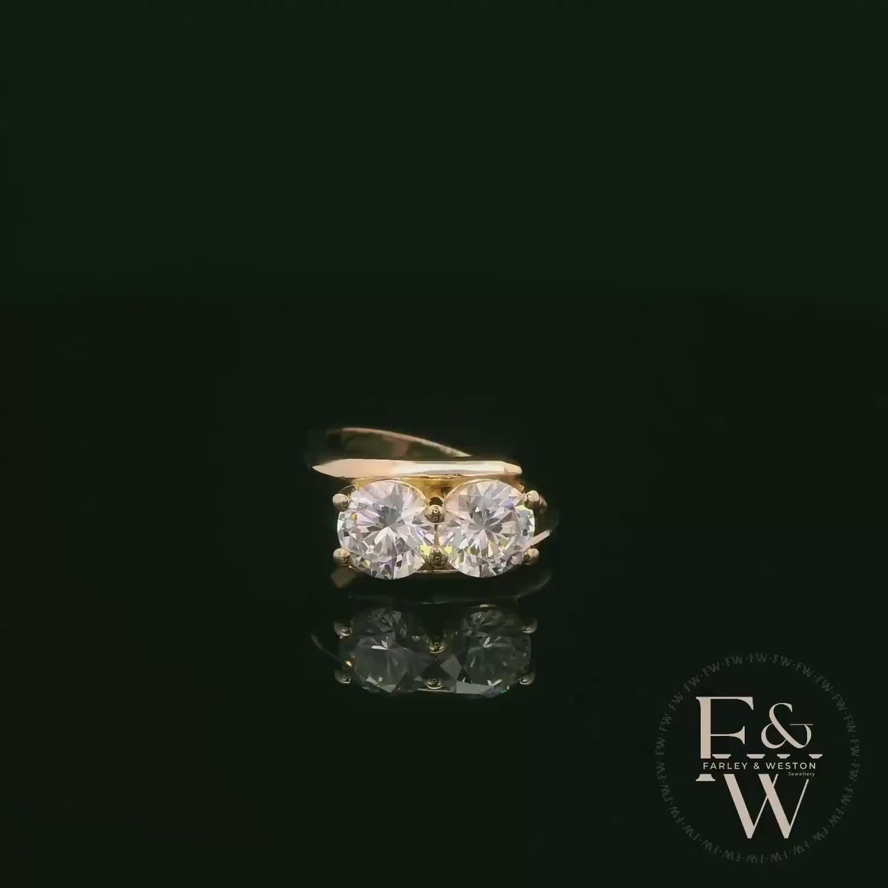 Double Moissanite & 9ct Yellow Gold Ring