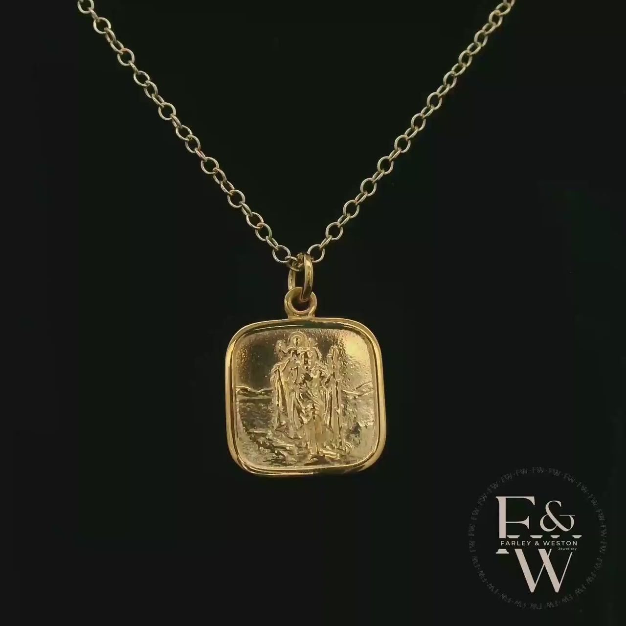 9ct Solid Yellow Gold Saint Christopher Pendant