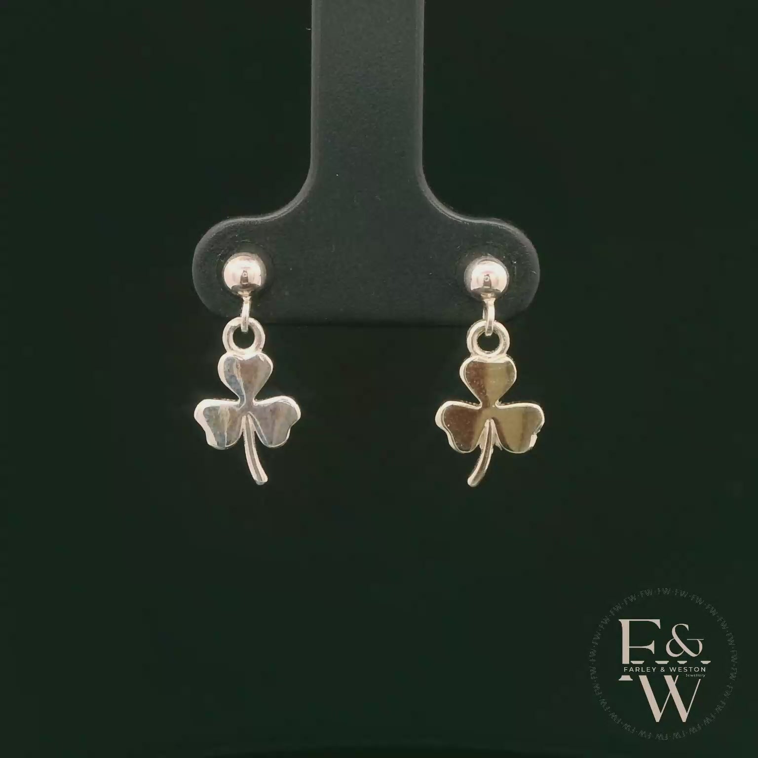 Sterling SIlver 3 Leaf Clover Dropper Earrings