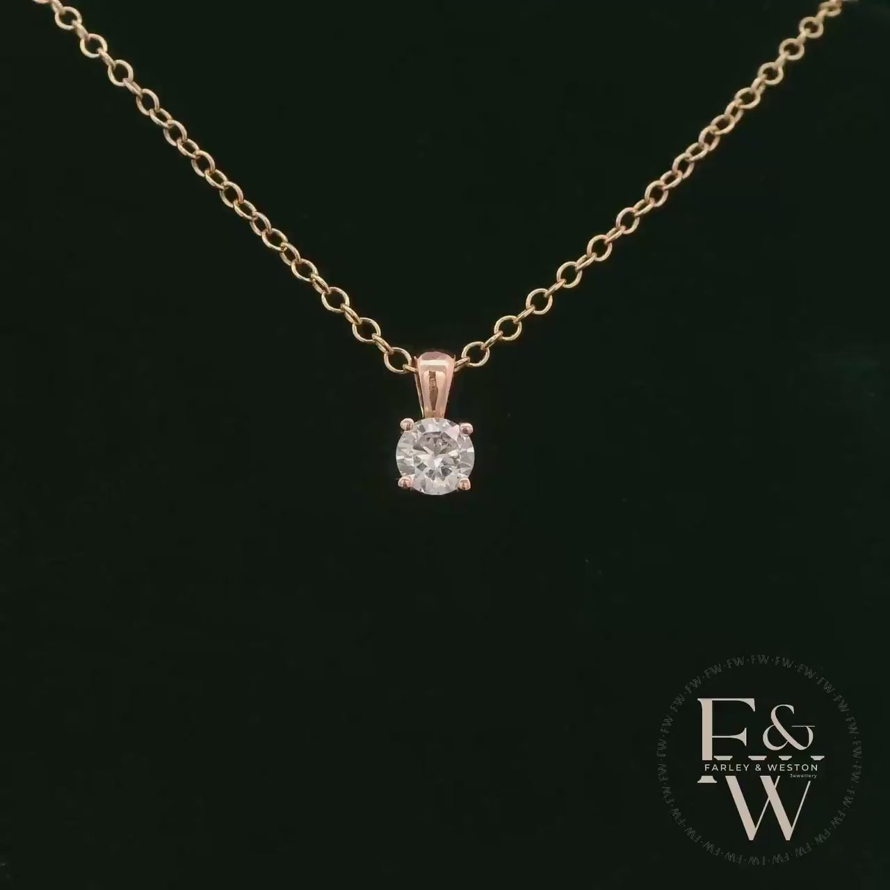 9ct Rose Gold & Solitaire Moissanite Pendant