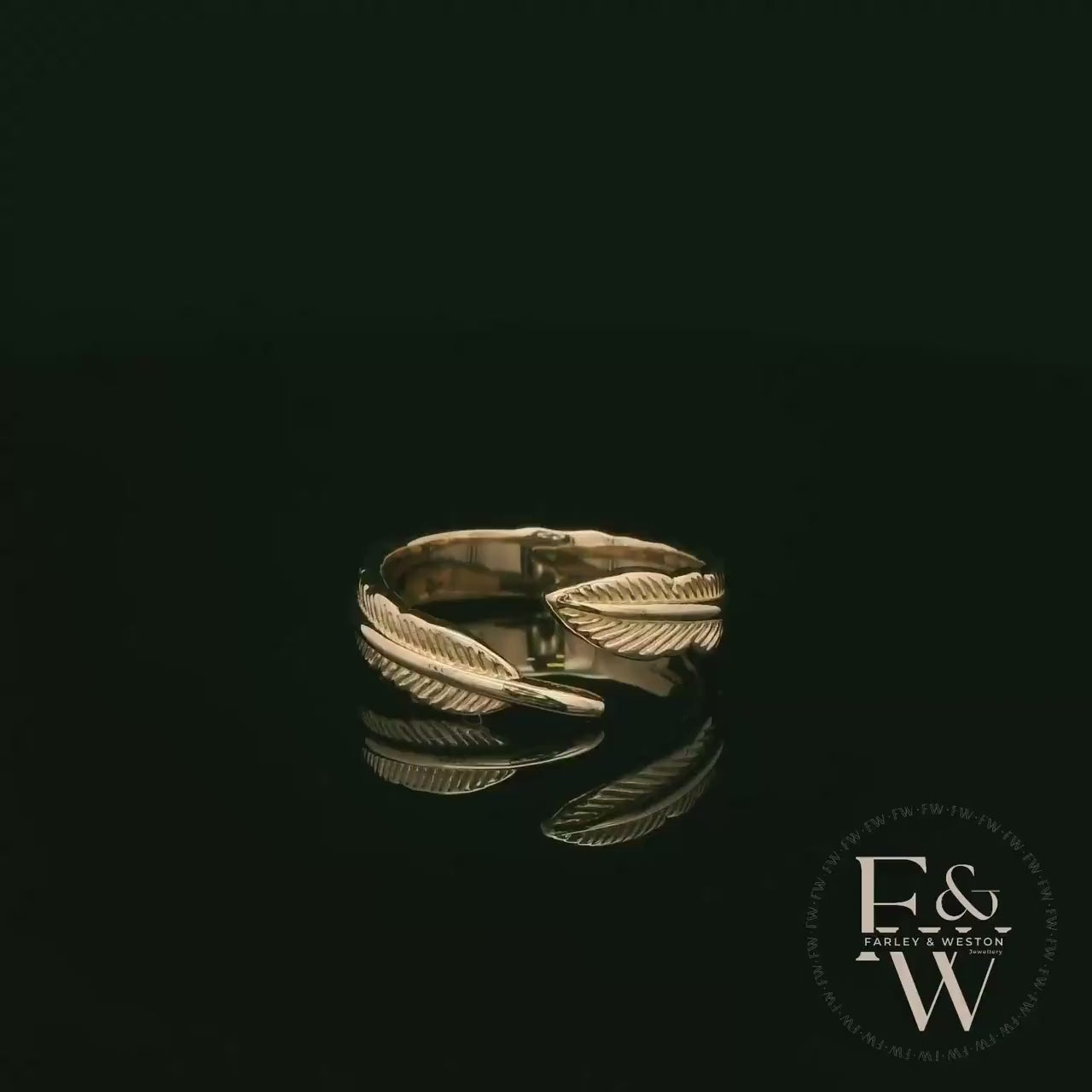 9ct Yellow Gold Leaf Design Band Ring
