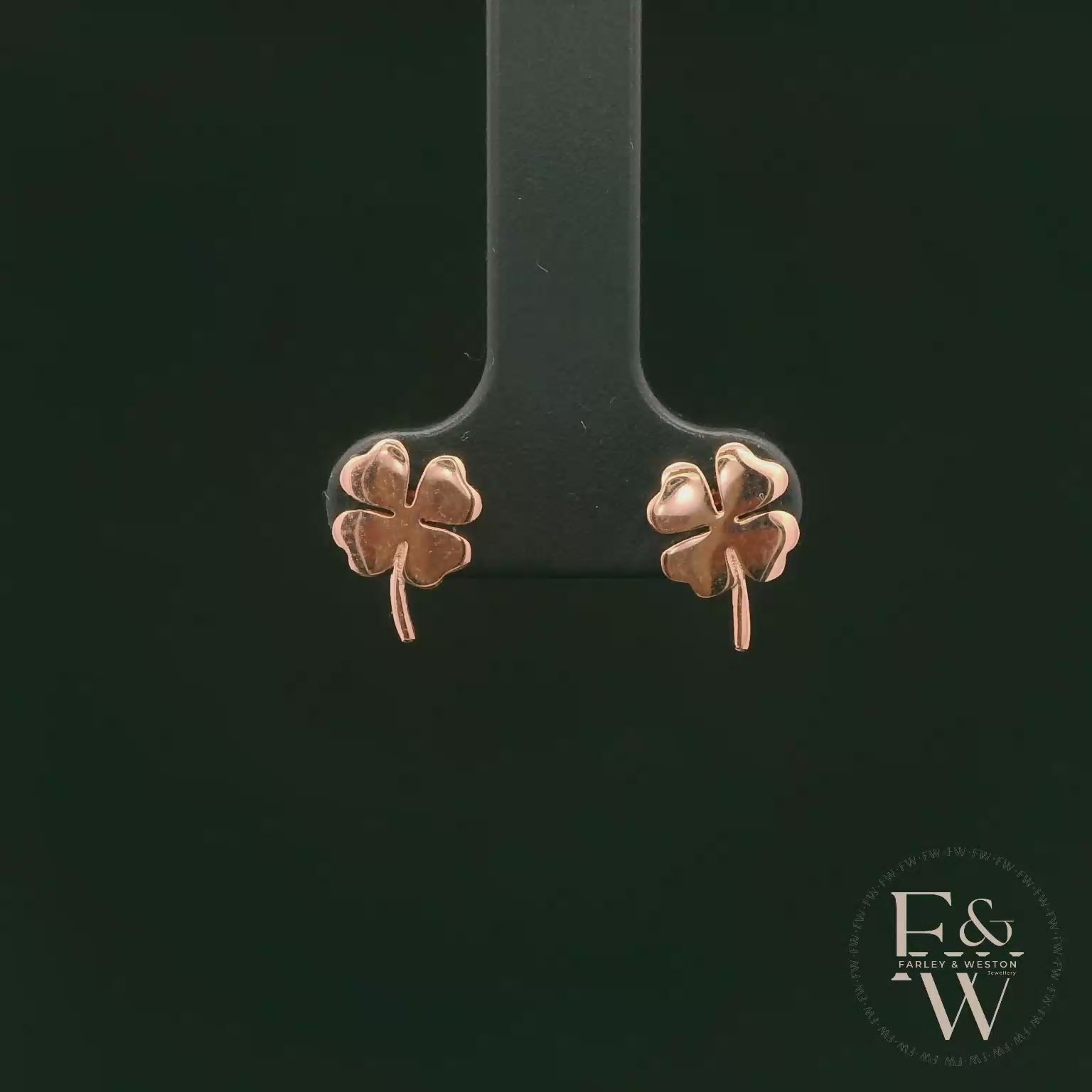 4 Leaf Clover 9ct Rose Gold Studs