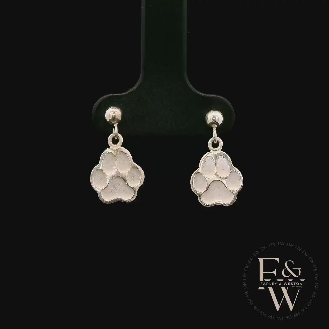 Charming Silver Paw-Print Droppers