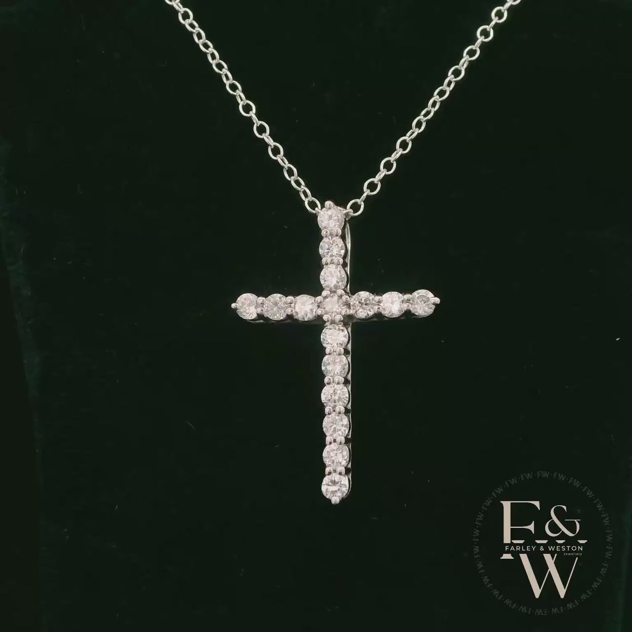 Sterling Silver White Moissanite Cross Pendant