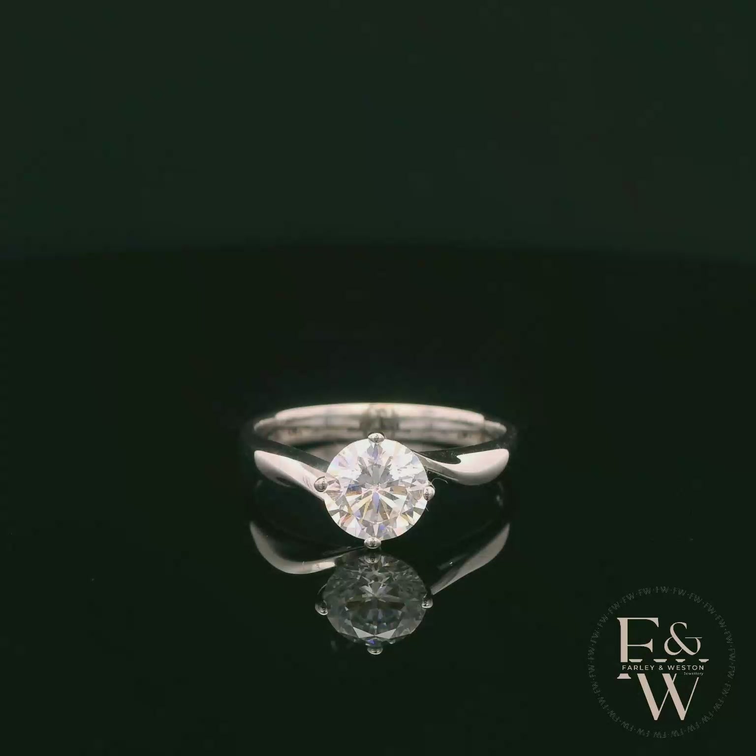 9ct White Gold Single Stone White Moissanite Ring