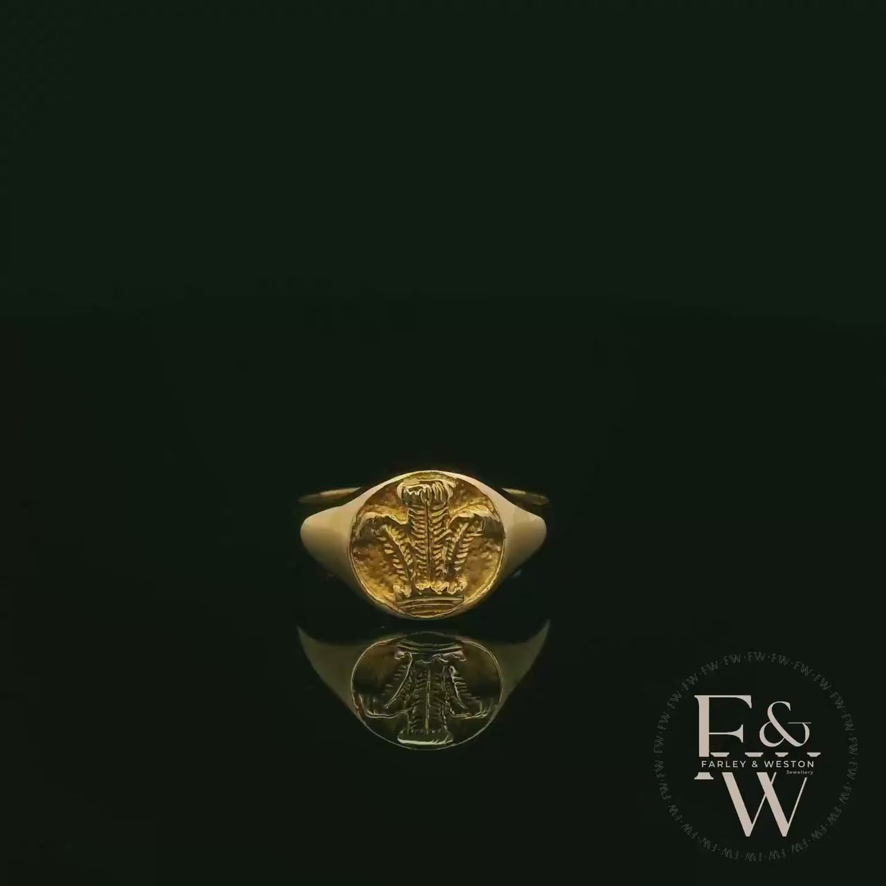 9ct Yellow Gold Welsh Feather Signet Ring