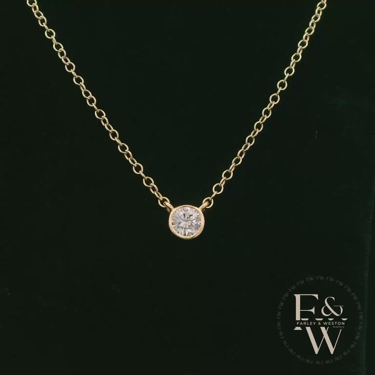 9ct Yellow Gold Single Stone Lab-Grown Diamond Necklace