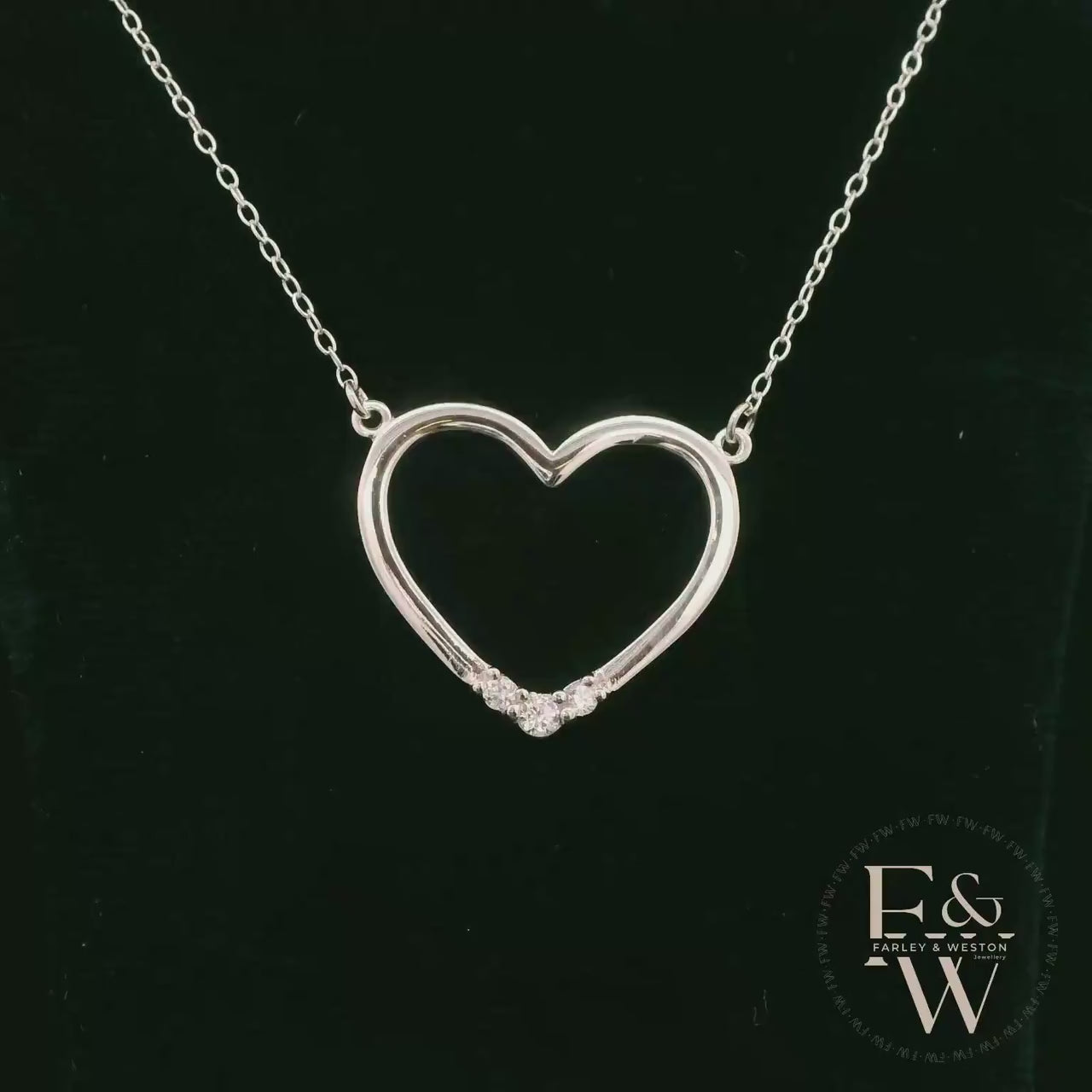 Sterling Silver White Moissanite Heart Necklace