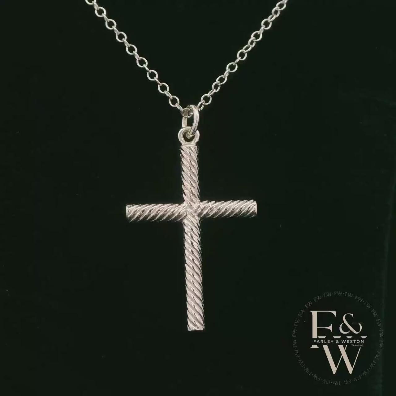 9ct White Gold Twisted-Cross Pendant