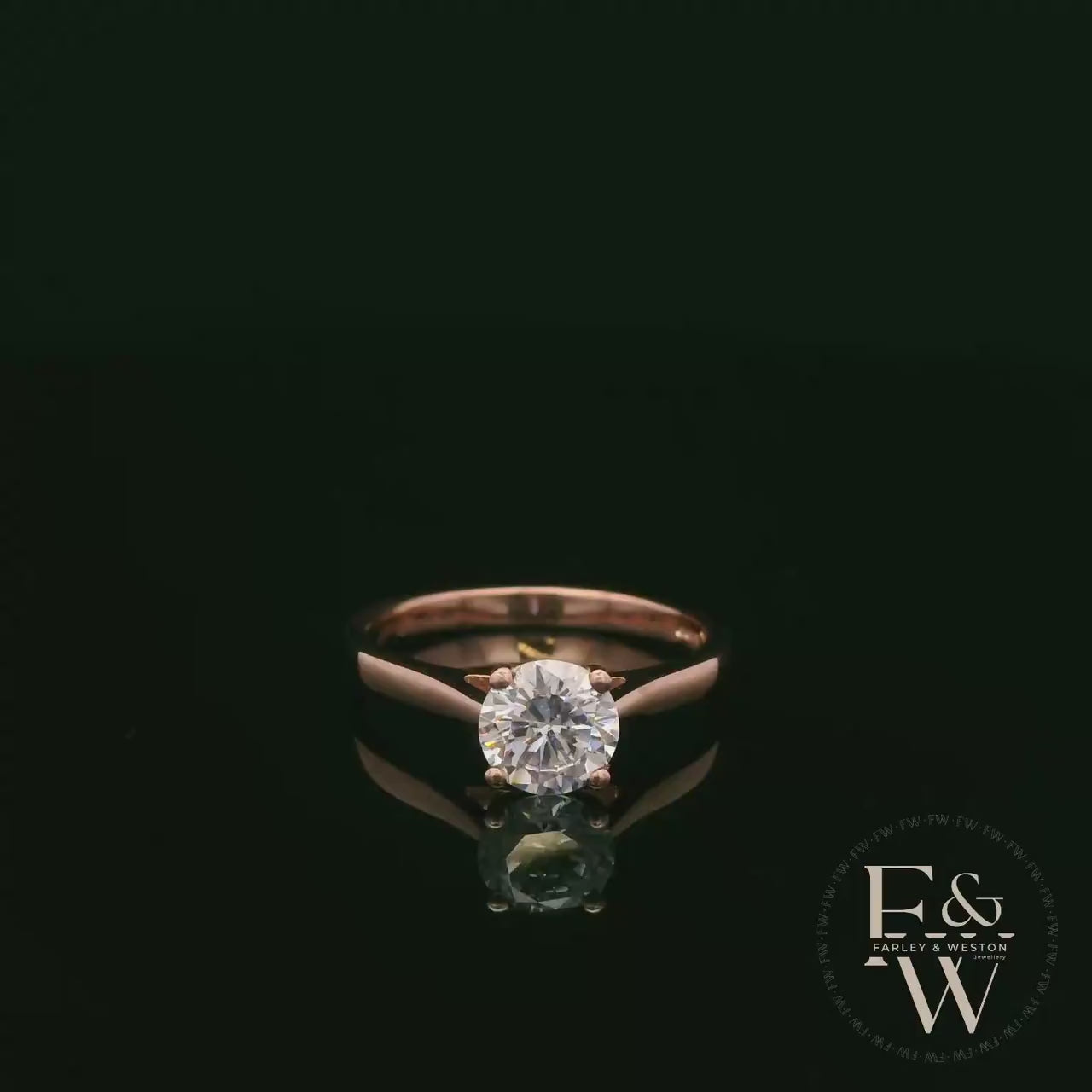 9ct Rose Gold White Moissanite Single Stone Ring