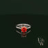 9ct White Gold Fire Opal CZ Solitaire Ring