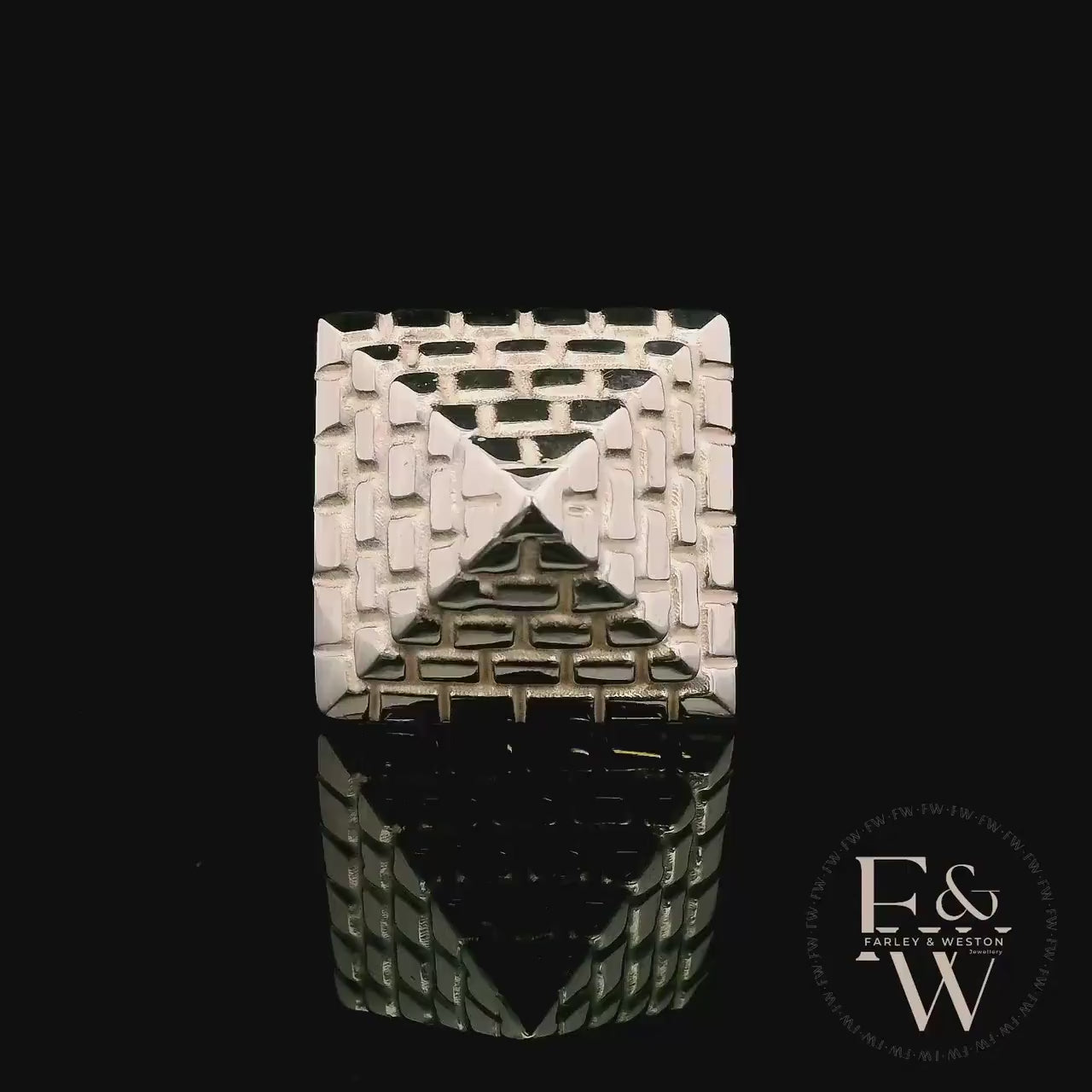 Heavy Silver Textured Pyramid Ring