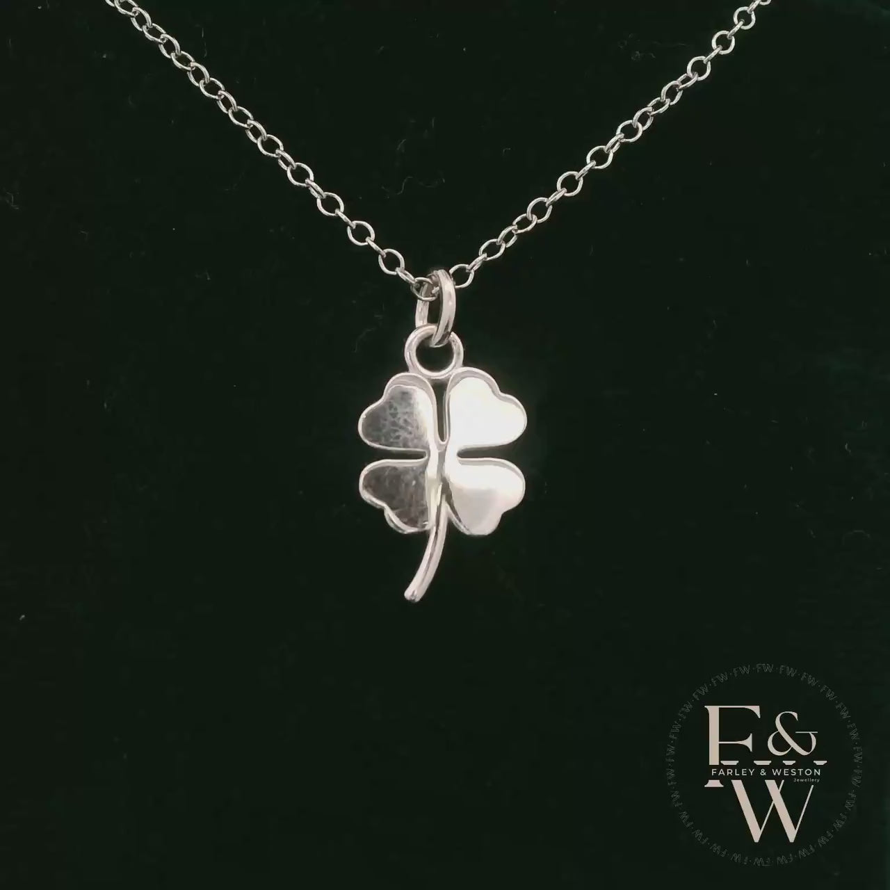 9ct White Gold 4 Leaf Clover Pendant