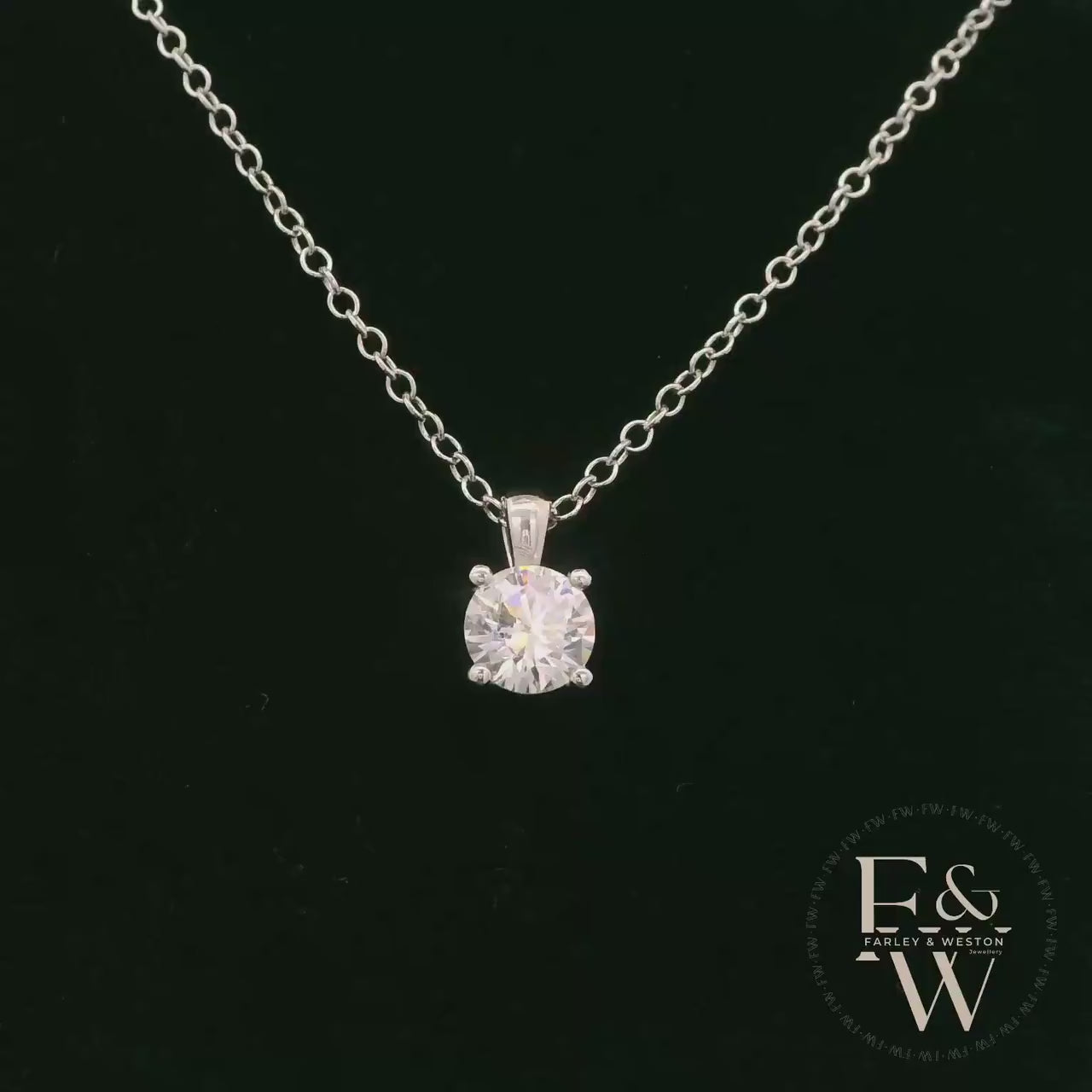 9ct White Gold & Solitaire Moissanite Pendant