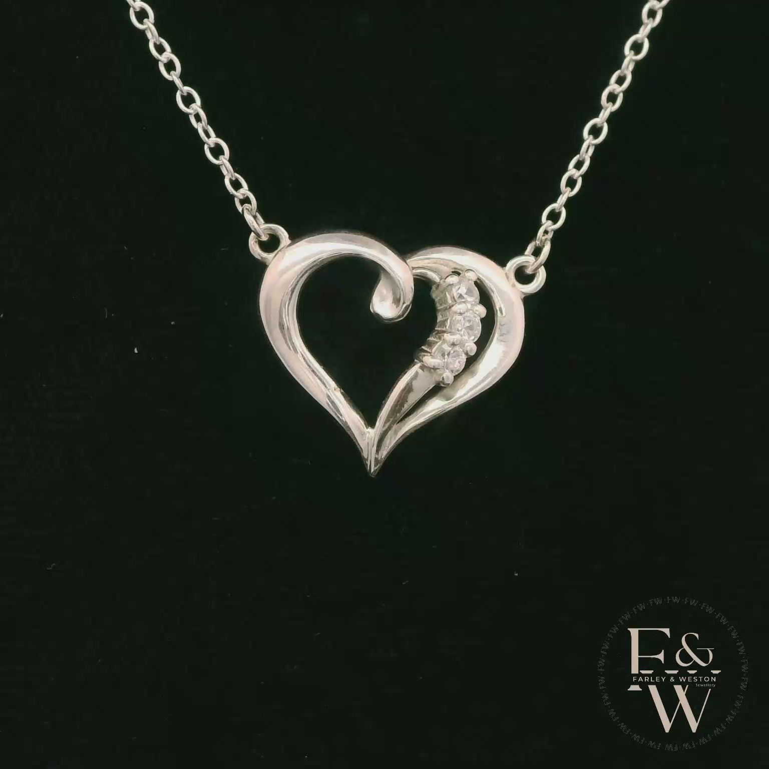 Sterling Silver White Moissanite Heart Necklace