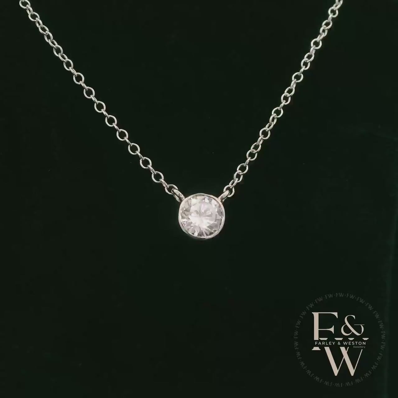 9ct White Single Stone Moissanite Necklace