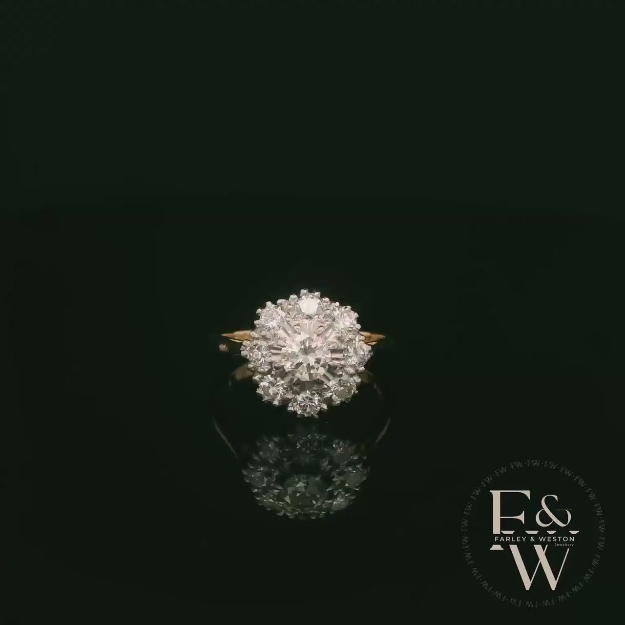 18ct White & Yellow Gold Round-Cut Floral Design Diamond Ring