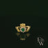 9ct Yellow Gold Agate and Diamond Unique Claddagh Ring