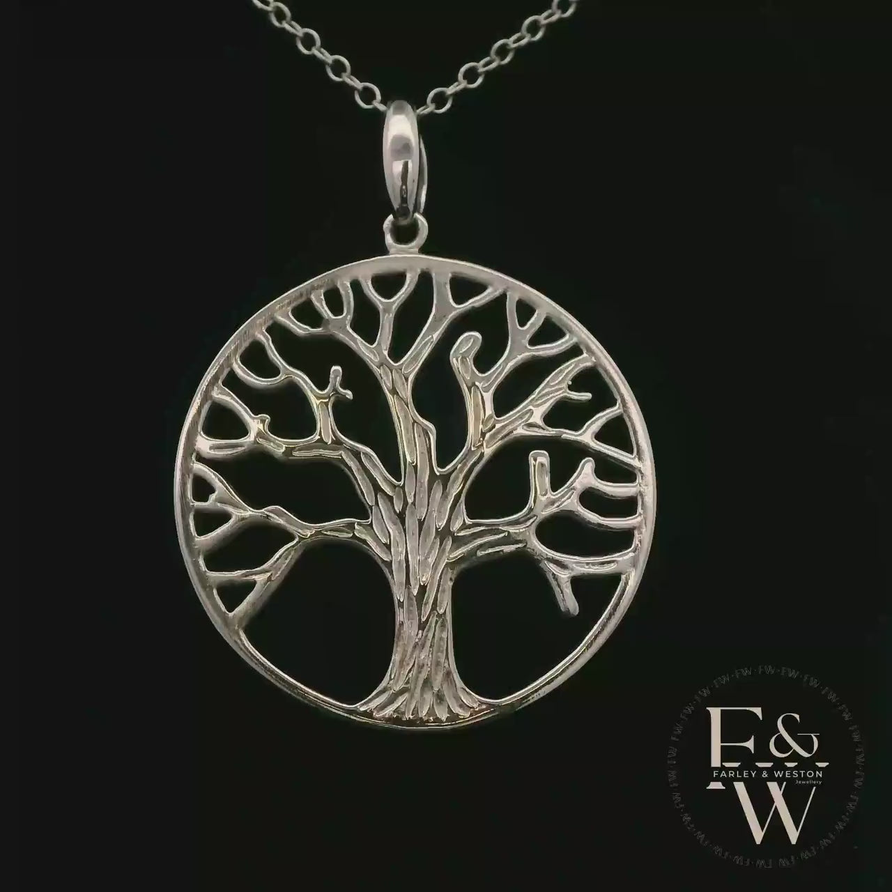 9ct White Gold 'Tree of Life' Pendant