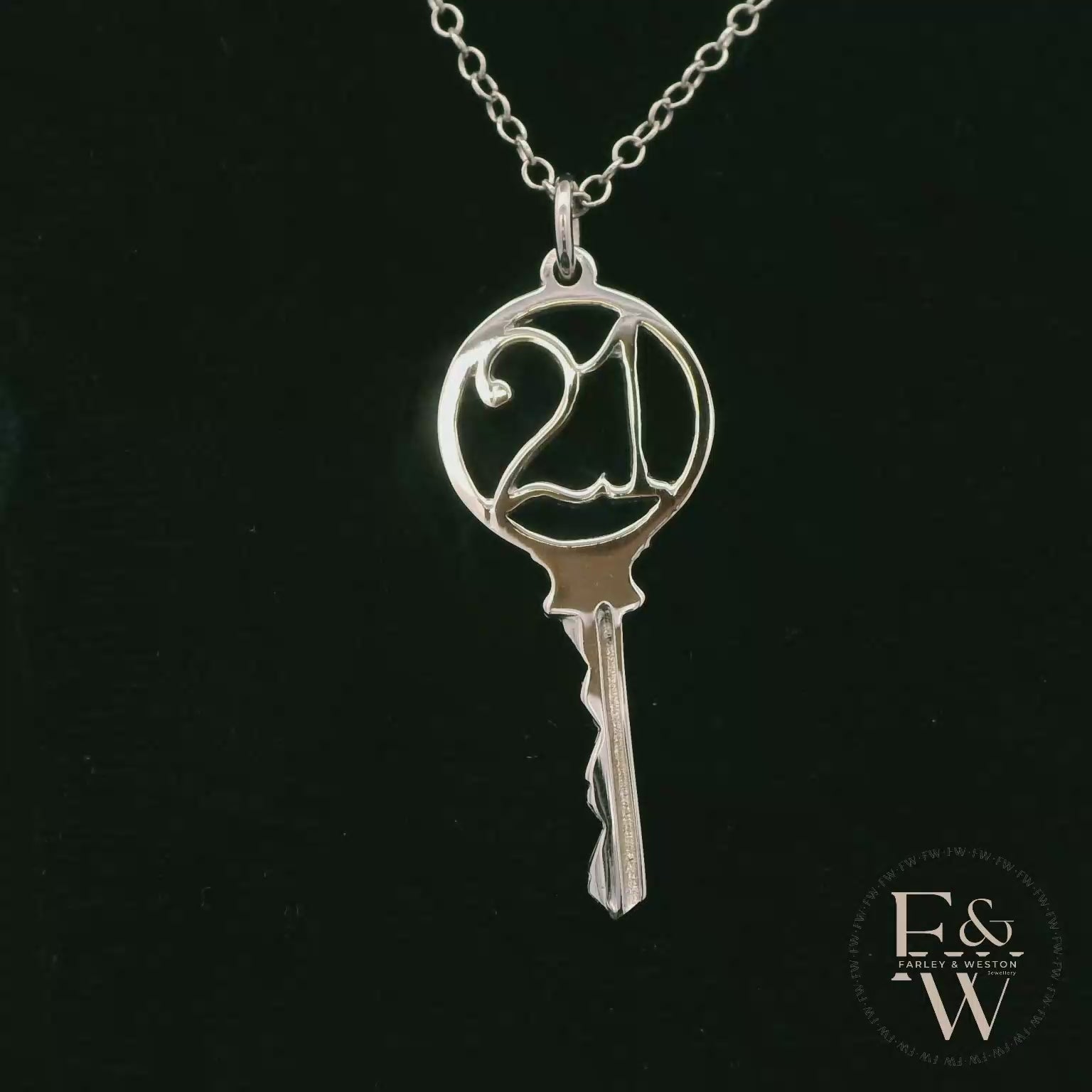 9ct White Gold 21 Key to the Door Pendant