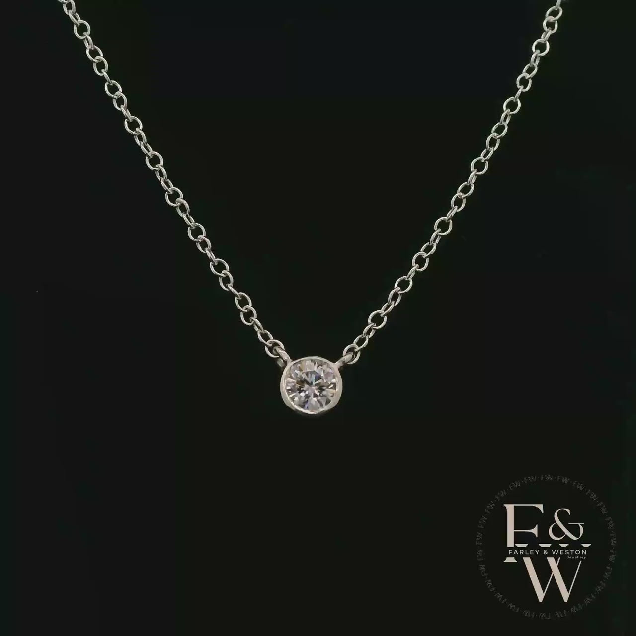 Sterling Silver Single Stone White Moissanite Necklace