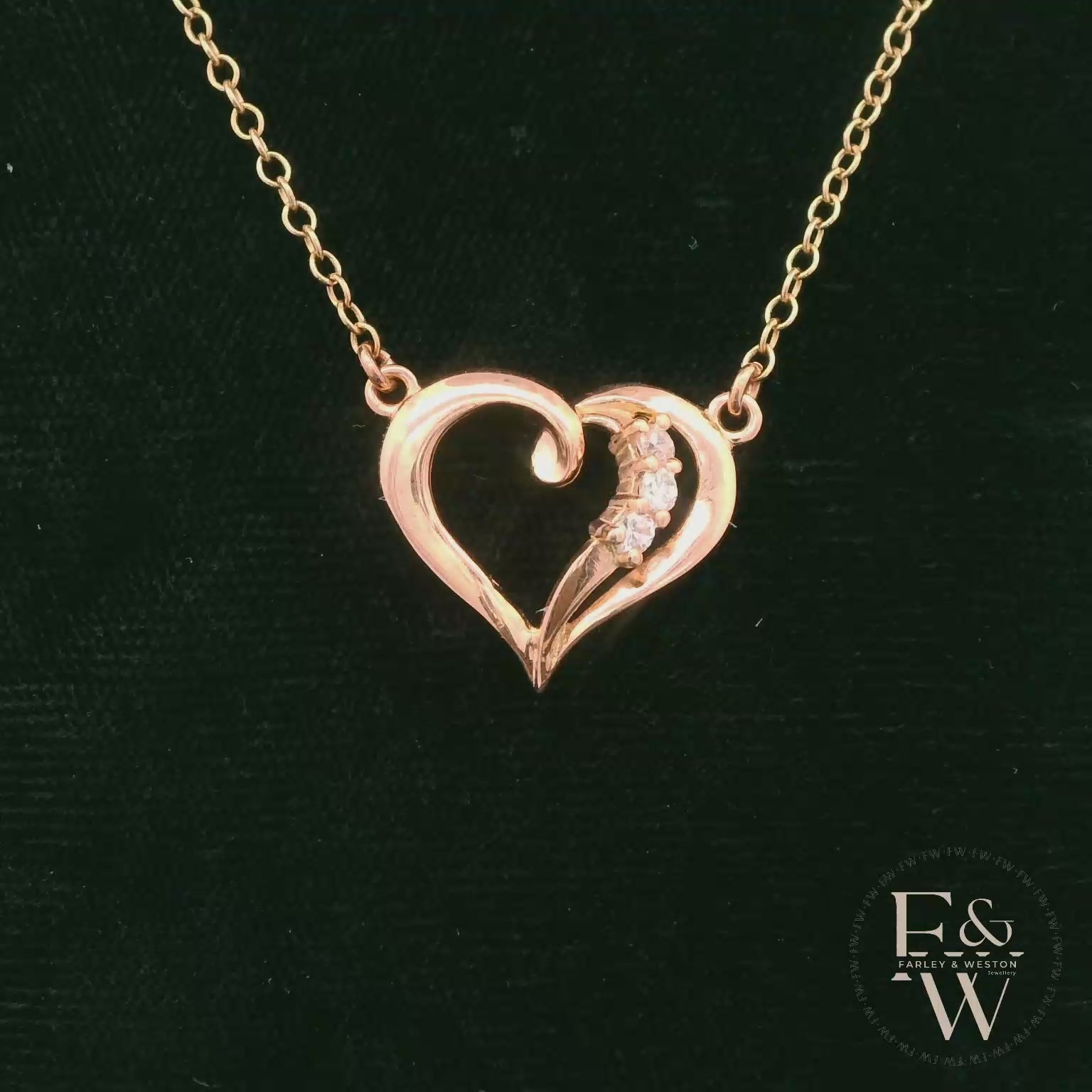 9ct Rose Gold White Moissanite Heart Necklace